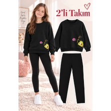 Genosha Kız Çocuk Bisiklet Yaka Sweatshirt ve Tayt 2’li Takım