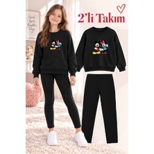 Genosha Kız Çocuk Bisiklet Yaka Sweatshirt ve Tayt 2’li Takım
