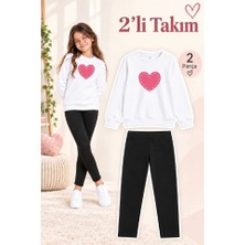 Genosha Kız Çocuk Bisiklet Yaka Sweatshirt ve Tayt 2’li Takım