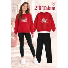 Genosha Kız Çocuk Bisiklet Yaka Sweatshirt ve Tayt 2’li Takım