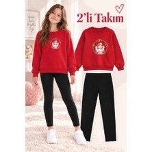 Genosha Kız Çocuk Bisiklet Yaka Sweatshirt ve Tayt 2’li Takım