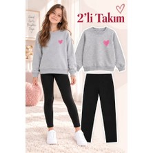 Genosha Kız Çocuk Bisiklet Yaka Sweatshirt ve Tayt 2’li Takım