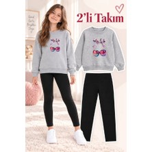Genosha Kız Çocuk Bisiklet Yaka Sweatshirt ve Tayt 2’li Takım