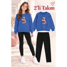 Genosha Kız Çocuk Bisiklet Yaka Sweatshirt ve Tayt 2’li Takım