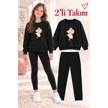 Genosha Kız Çocuk Bisiklet Yaka Sweatshirt ve Tayt 2’li Takım