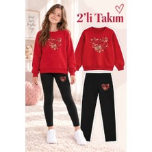 Genosha Kız Çocuk Bisiklet Yaka Sweatshirt ve Tayt 2’li Takım
