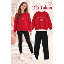 Genosha Kız Çocuk Bisiklet Yaka Sweatshirt ve Tayt 2’li Takım