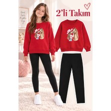 Genosha Kız Çocuk Bisiklet Yaka Sweatshirt ve Tayt 2’li Takım
