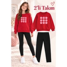 Genosha Kız Çocuk Bisiklet Yaka Sweatshirt ve Tayt 2’li Takım