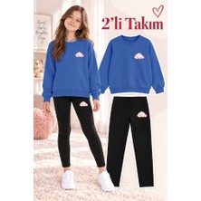 Genosha Kız Çocuk Bisiklet Yaka Sweatshirt ve Tayt 2’li Takım