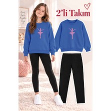 Genosha Kız Çocuk Bisiklet Yaka Sweatshirt ve Tayt 2’li Takım