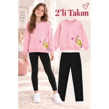 Genosha Kız Çocuk Bisiklet Yaka Sweatshirt ve Tayt 2’li Takım