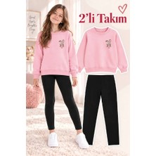 Genosha Kız Çocuk Bisiklet Yaka Sweatshirt ve Tayt 2’li Takım