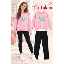 Genosha Kız Çocuk Bisiklet Yaka Sweatshirt ve Tayt 2’li Takım