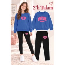 Genosha Kız Çocuk Bisiklet Yaka Sweatshirt ve Tayt 2’li Takım
