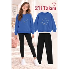 Genosha Kız Çocuk Bisiklet Yaka Sweatshirt ve Tayt 2’li Takım
