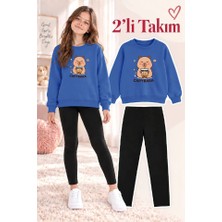 Genosha Kız Çocuk Bisiklet Yaka Sweatshirt ve Tayt 2’li Takım
