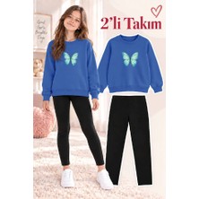 Genosha Kız Çocuk Bisiklet Yaka Sweatshirt ve Tayt 2’li Takım
