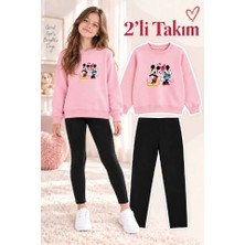 Genosha Kız Çocuk Bisiklet Yaka Sweatshirt ve Tayt 2’li Takım