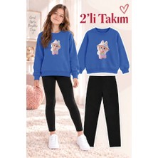 Genosha Kız Çocuk Bisiklet Yaka Sweatshirt ve Tayt 2’li Takım