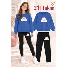 Genosha Kız Çocuk Bisiklet Yaka Sweatshirt ve Tayt 2’li Takım