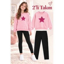 Genosha Kız Çocuk Bisiklet Yaka Sweatshirt ve Tayt 2’li Takım