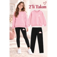 Genosha Kız Çocuk Bisiklet Yaka Sweatshirt ve Tayt 2’li Takım