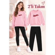 Genosha Kız Çocuk Bisiklet Yaka Sweatshirt ve Tayt 2’li Takım
