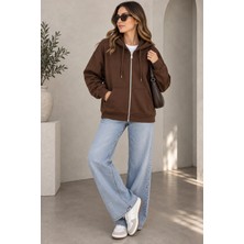 Nazzain Oys Kumaş Fermuarlı Uzun Sweatshirt