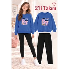 Genosha Kız Çocuk Bisiklet Yaka Sweatshirt ve Tayt 2’li Takım