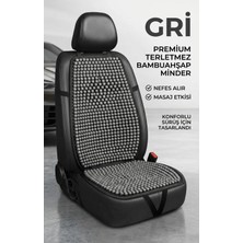 Koltuk Minderi Bambu Ahşap Boncuklu Gri