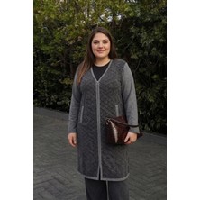 Onno Style Desenli Çelik Örgü Triko Uzun Kadın Ceket