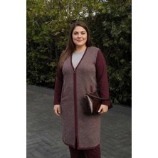 Onno Style Desenli Çelik Örgü Triko Uzun Kadın Ceket