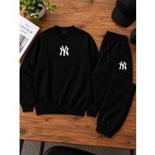 Belirtilmemiş 2'li Ny Baskılı Original Ünisex Penye Sweatshirt&eşofman Takımı