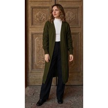 Onno Style Damla Kol Desen Kadın Triko Uzun Hırka