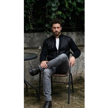 Onno Fermuarlı Deri Aksesuarlı Erkek Mont