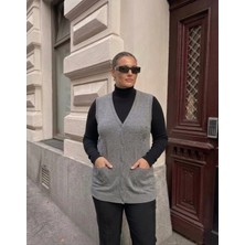 Onno Style Cebi Taşlı Çelik Örgü Klasik Triko Yelek