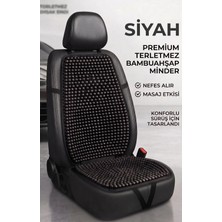 Koltuk Minderi Bambu Ahşap Boncuklu Siyah