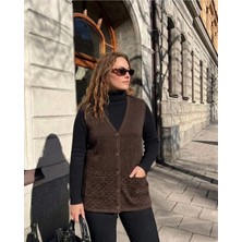 Onno Style Desenli Çelik Örgü Klasik Triko Yelek