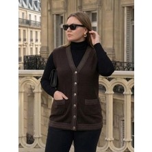 Onno Style Bantı Hasır Desenli Çelik Örgü Klasik Triko Yelek