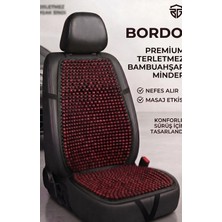 Koltuk Minderi Bambu Ahşap Boncuklu Bordo