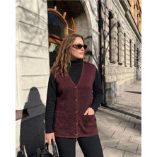 Onno Style Desenli Çelik Örgü Klasik Triko Yelek