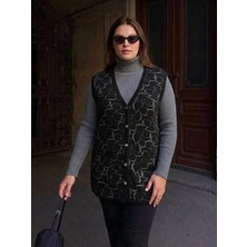 Onno Style Kalp Desenli Düğmeli Klasik Çelik Örgü Triko Yelek