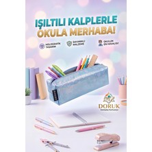 Maison Luré Kalem Kutusu Mavi Simli Kalp Desenli Tek Bölmeli
