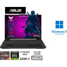 Asus Tuf Gaming A16 FA607NUQ Amd Ryzen 7 170 24GB 512GB SSD RTX4050 W11 Pro 16" Taşınabilir Bilgisayar RL048 Duddi