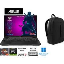 Asus Tuf Gaming A16 FA607NUQ Amd Ryzen 7 170 16GB 512GB SSD RTX4050 W11 Pro 16" Taşınabilir Bilgisayar RL048 Duddi Çanta