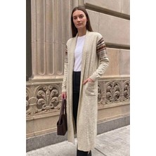 Onno Style Kilim Desen Uzun Triko Kadın Hırka