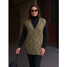 Onno Style Kalp Desenli Düğmeli Klasik Çelik Örgü Triko Yelek