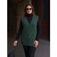 Onno Style Kalp Desenli Düğmeli Klasik Çelik Örgü Triko Yelek