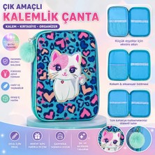 Maison Luré Kalem Kutusu Holografik Kedi Desenli Çok Amaçlı Geniş Kapasiteli Kalemlik Çanta